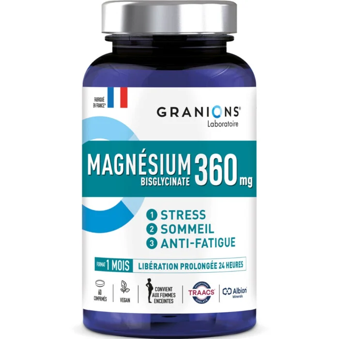 Magnésium 360 mg Stress - Sommeil - Anti-fatigue - 60 Comprimés