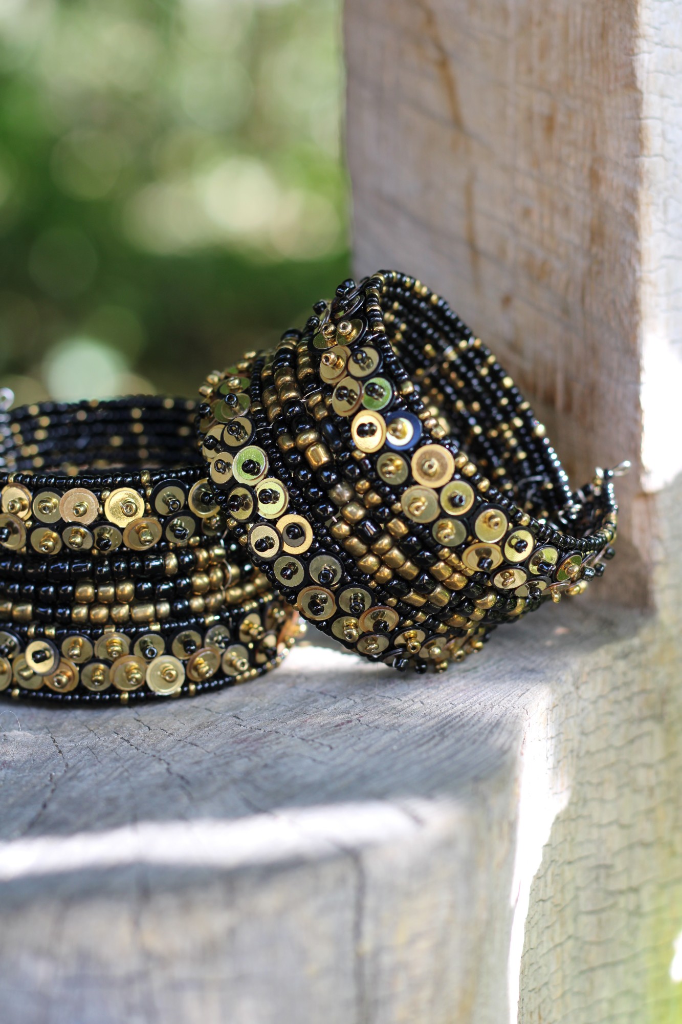 Armreif 'Squin', schwarz, gold, Ø 8 cm, H 7 cm günstig bestellen