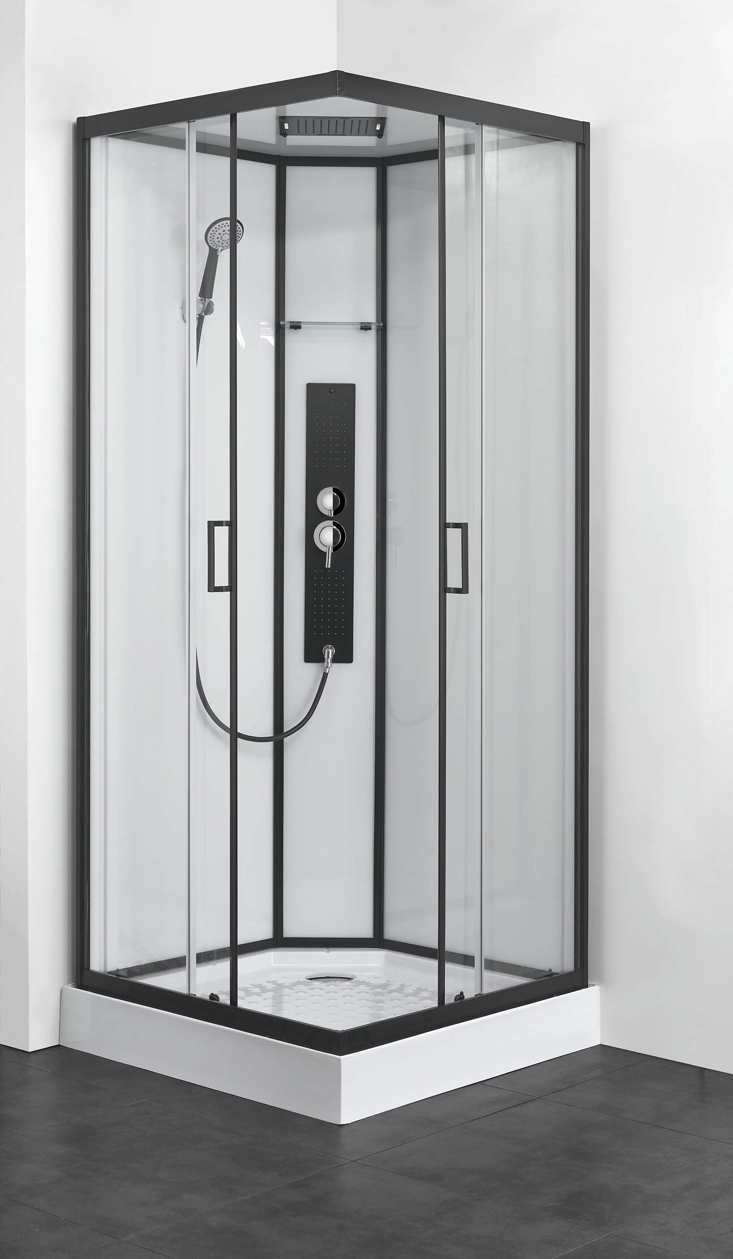 Saniclear Elite gesloten douchecabine vierkant 90x90cm thermostaat kitvrij