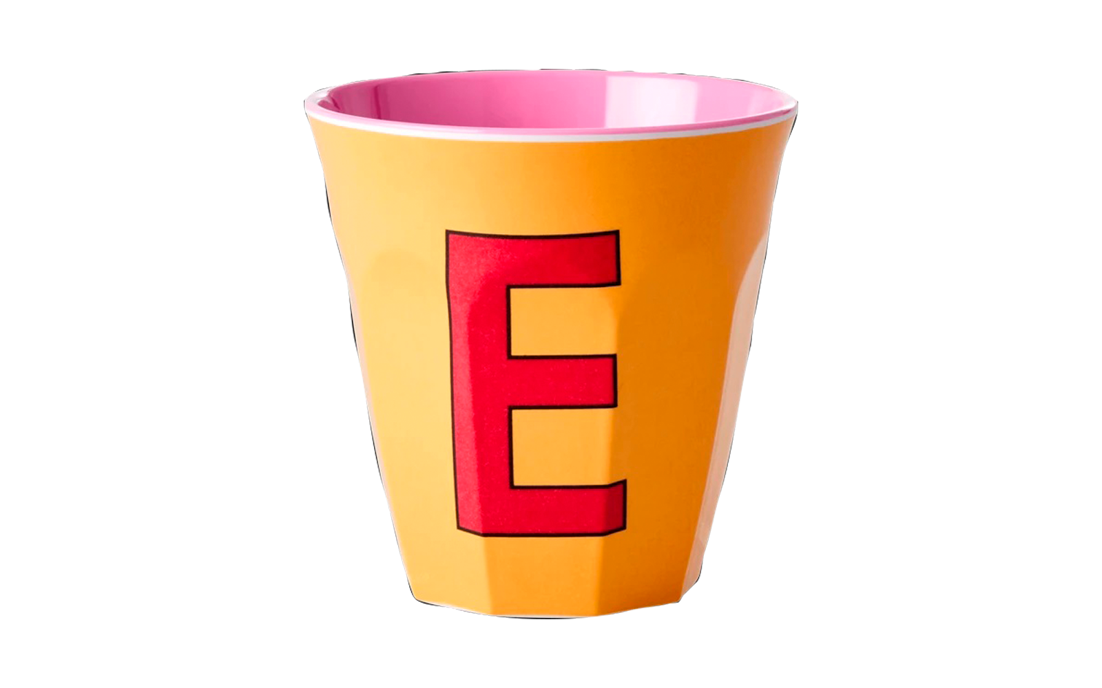 Rice Melamin Becher Medium 9 cm apricot mit Buchstaben E