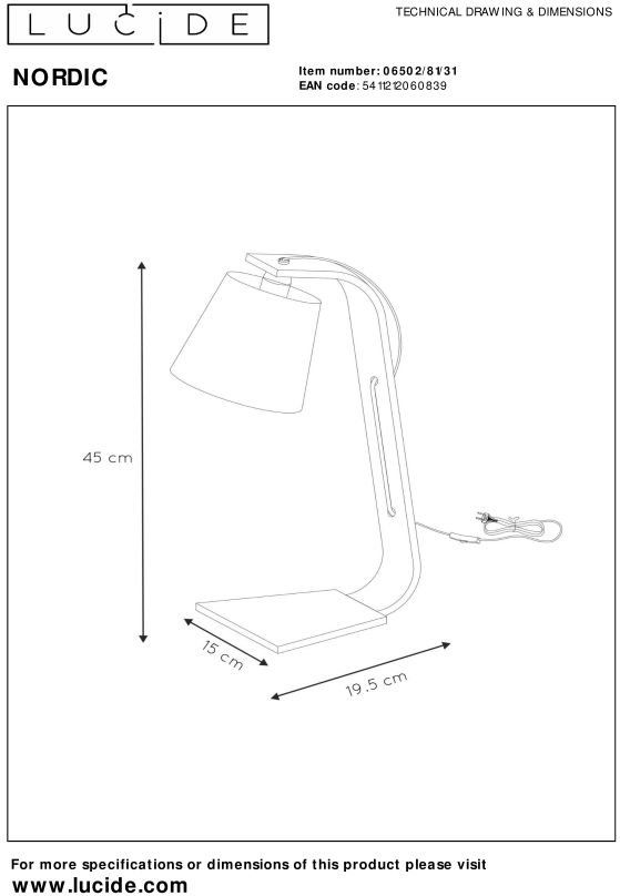 Lucide   Nordic Tafellamp