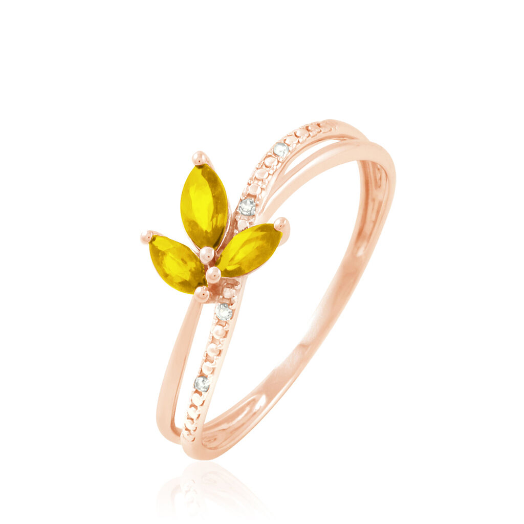 Bague Angie Or Rose Citrine Et Diamant
