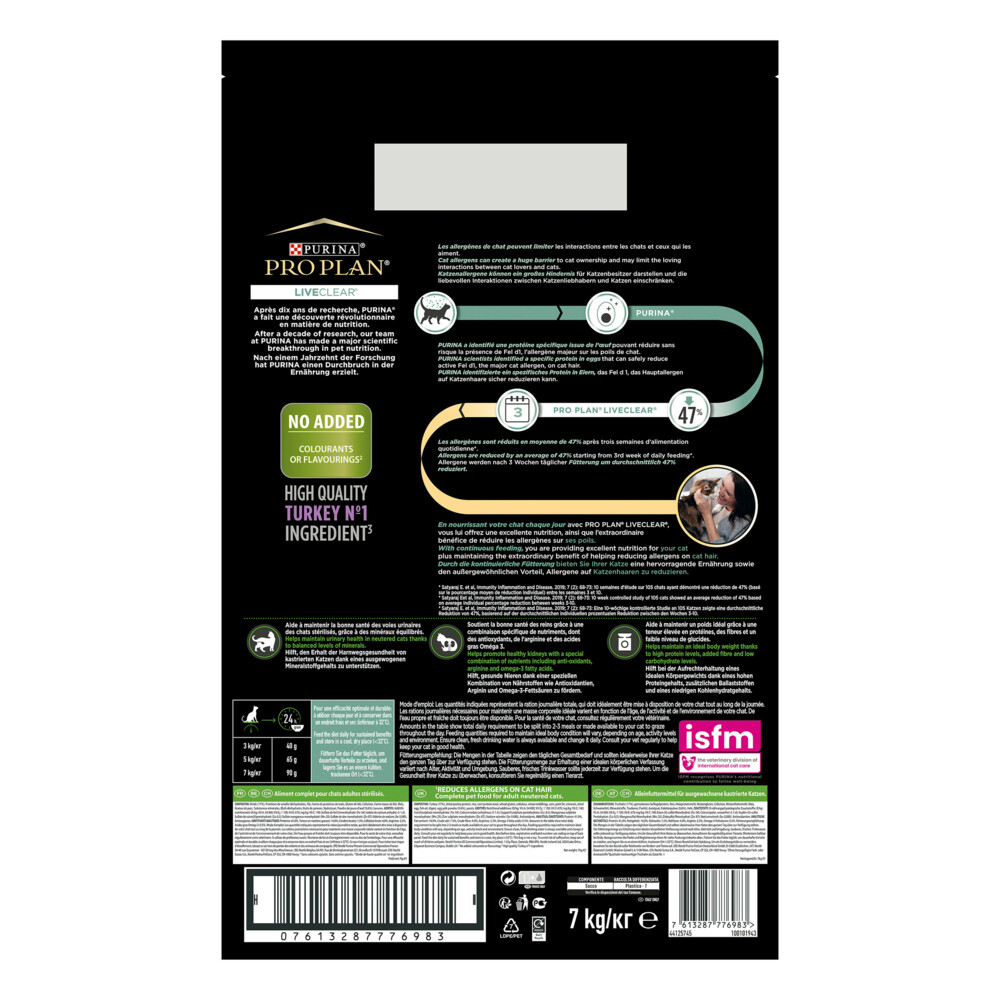 Pro Plan LiveClear Sterilised Adult 1+ Kalkoen7 kg