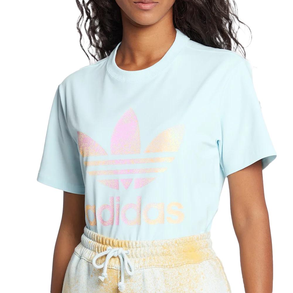 Adidas T-shirt Bleu Femme Adidas Trefoil