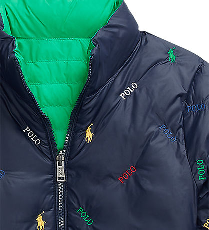 Polo Ralph Lauren Steppjacke - Umkehrbar - Grün/Navy m. Logos