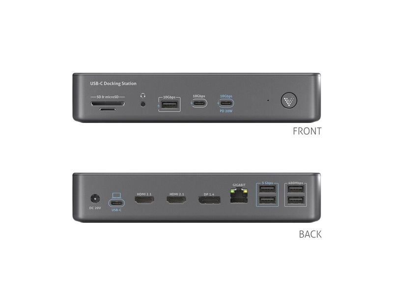 PureLink Dockingstation USB-C VL-D220 Vuelogic USB-C Dock D220 – Dreifach-Display USB3.2 Gen2 MST Dock für den Schreibtisch - 8K-Unterstützung
