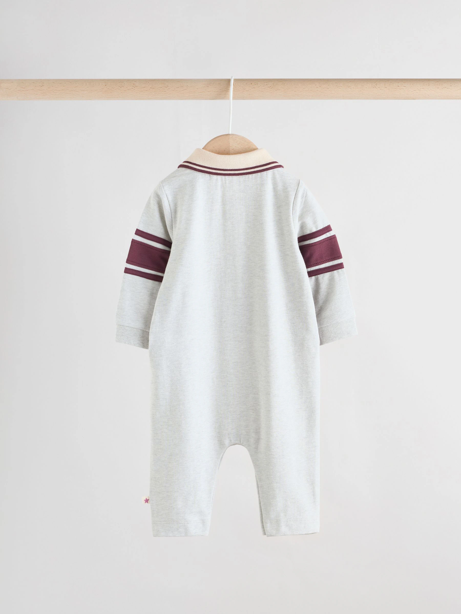 Blauw/groen gestreept - Set van 2 jersey babyrompers met kraag