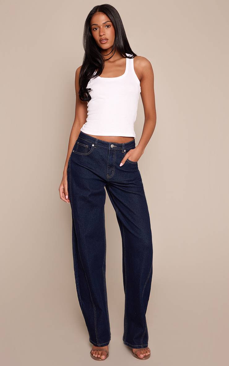 Jean Barrel Taille Mi-haute Stretch Indigo Pour Grandes Tailles
