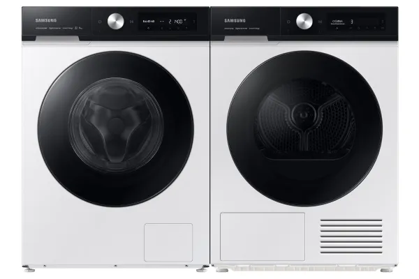 Samsung DV90BB7445GES7, Fritstående, Front-læsning, Kondensering, Hvid, Dreje, Berøring, Højre
