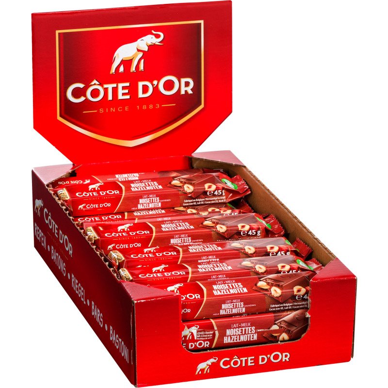 Barre chocolatée lait et noisettes Côte d'Or - 45 g