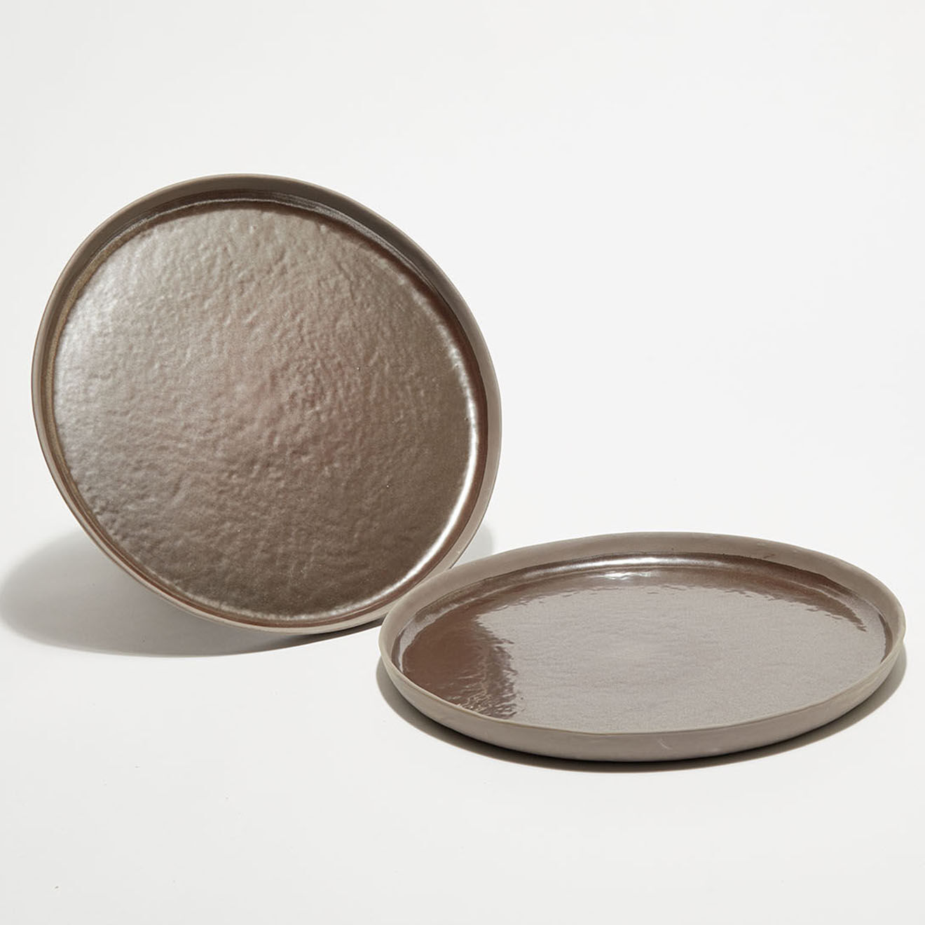 Pomax 2 Assiettes en Grès Porcelino Stellar bronze - D.33 cm