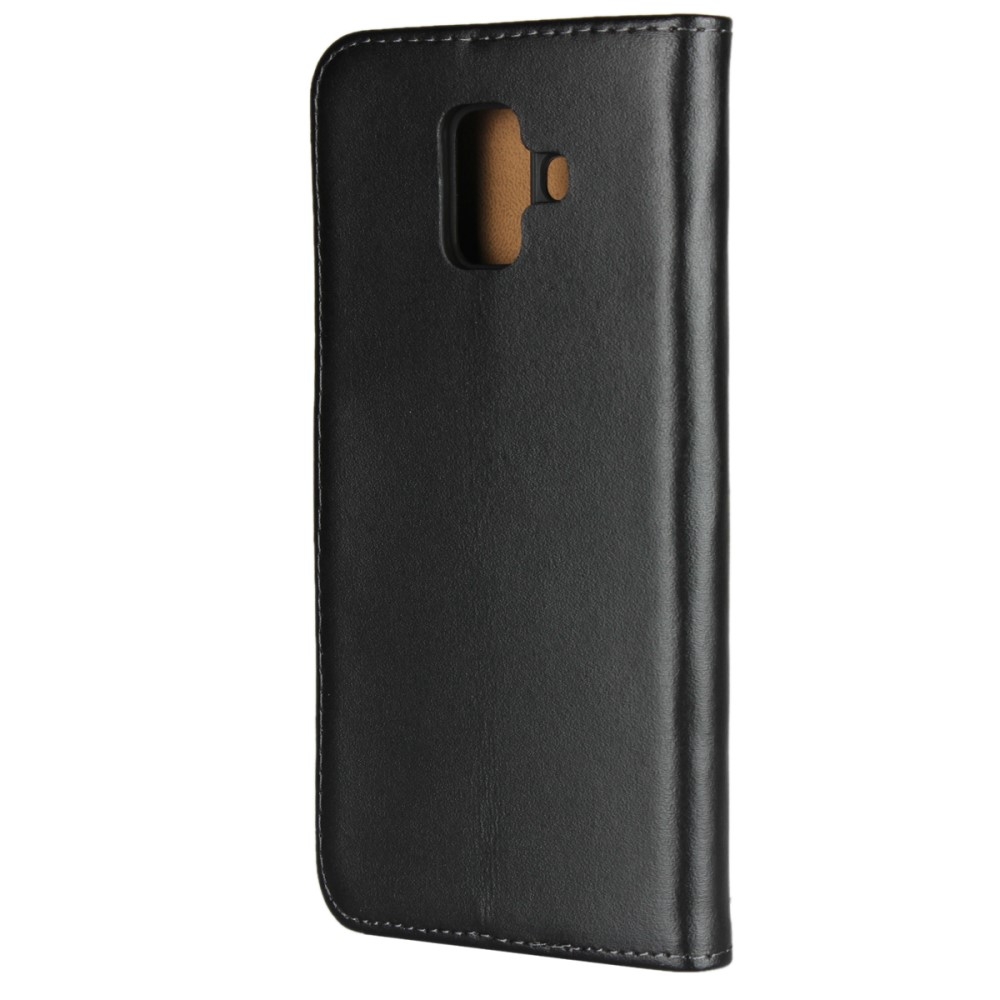 Samsung Galaxy A6 (2018) Echtleder Tasche Flip Cover mit Kartenfächer - Schwarz