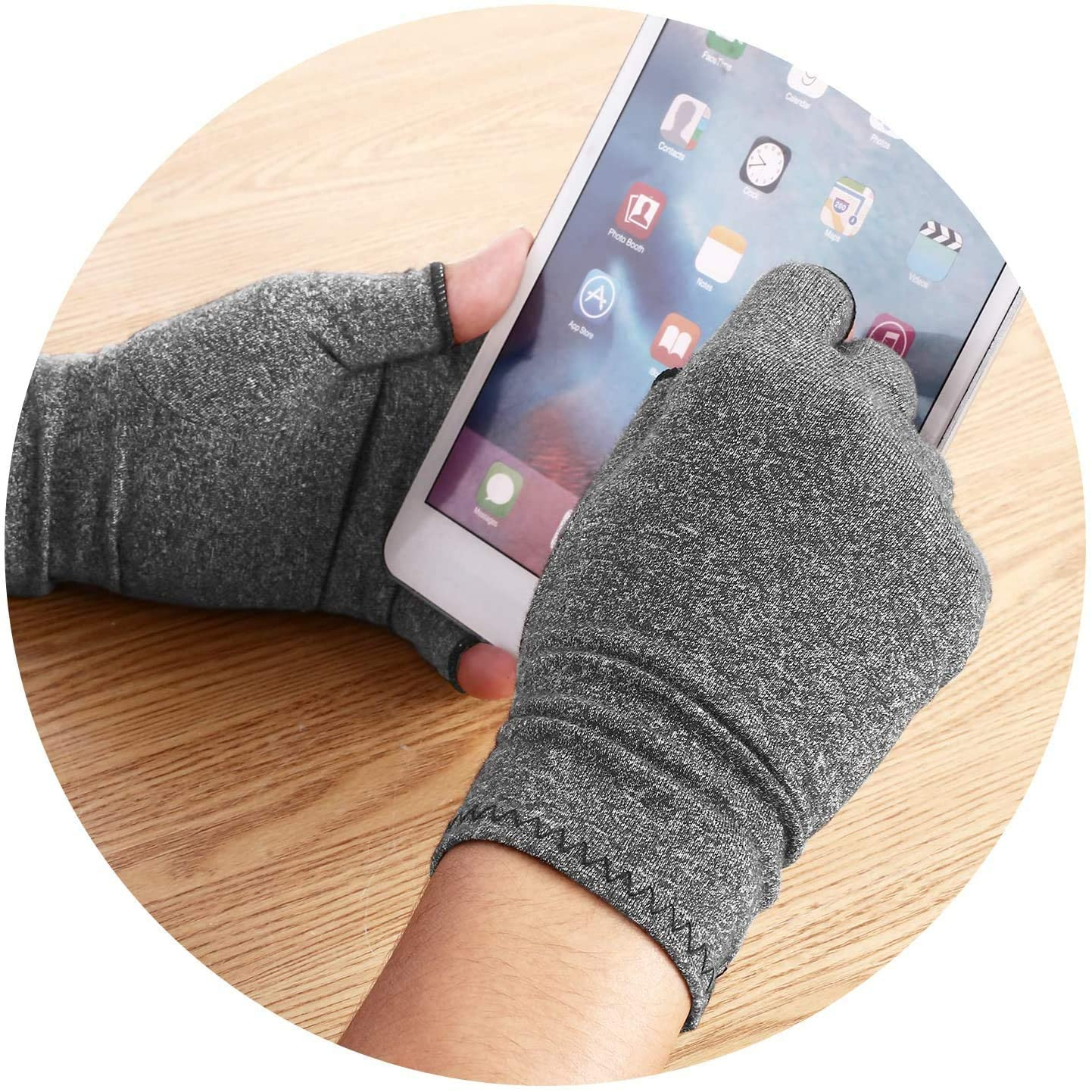 (1 Paar) Gr. S Fingerlose Enganliegende Druck Handschuhe - Grau