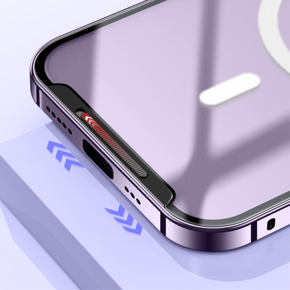 iPhone 14 MagSafe Alu Schutzhülle mit Panzer Glas Backcover   Kameraschutz - Schwarz