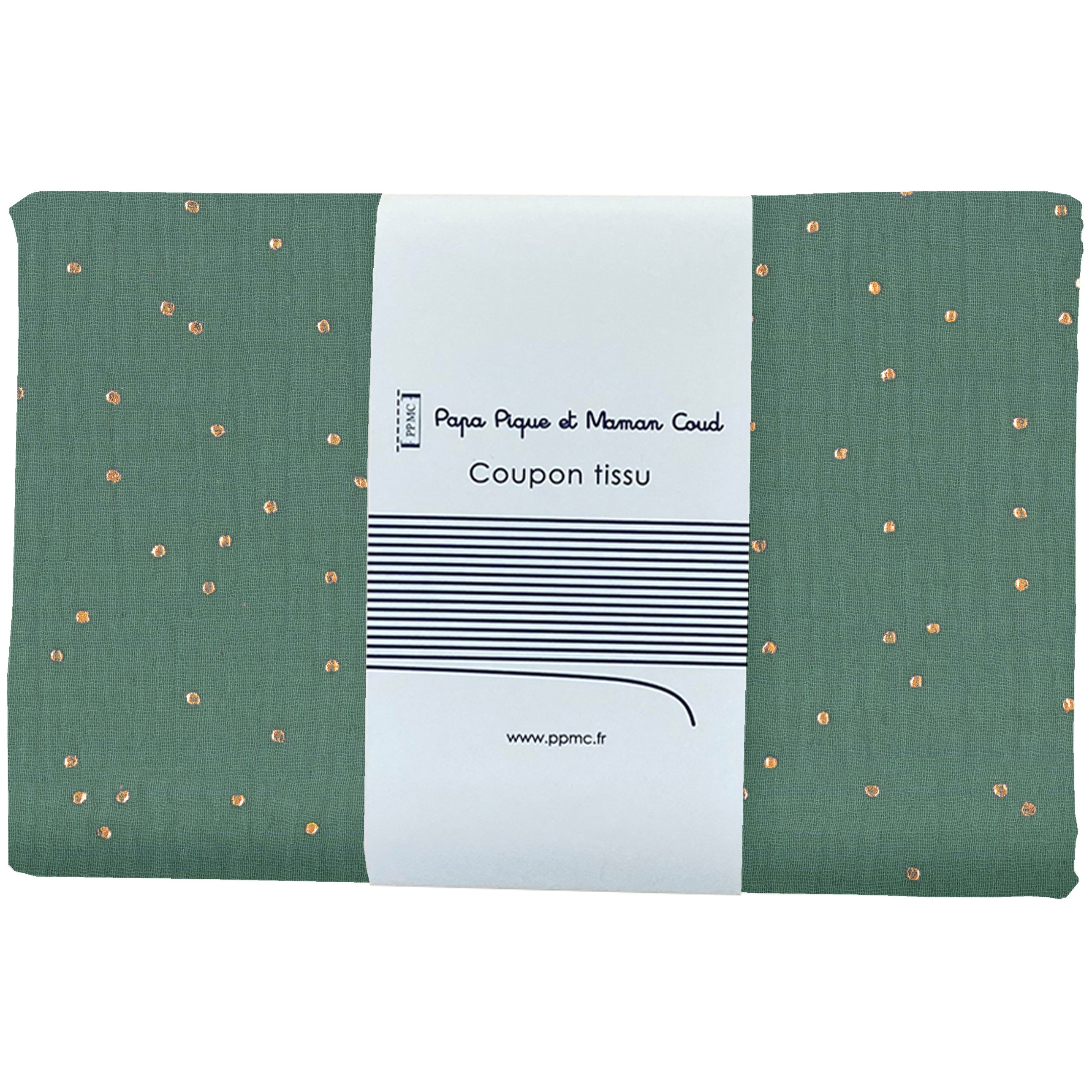 Coupon Tissu 1 M Gaze Pois Or Eucalyptus