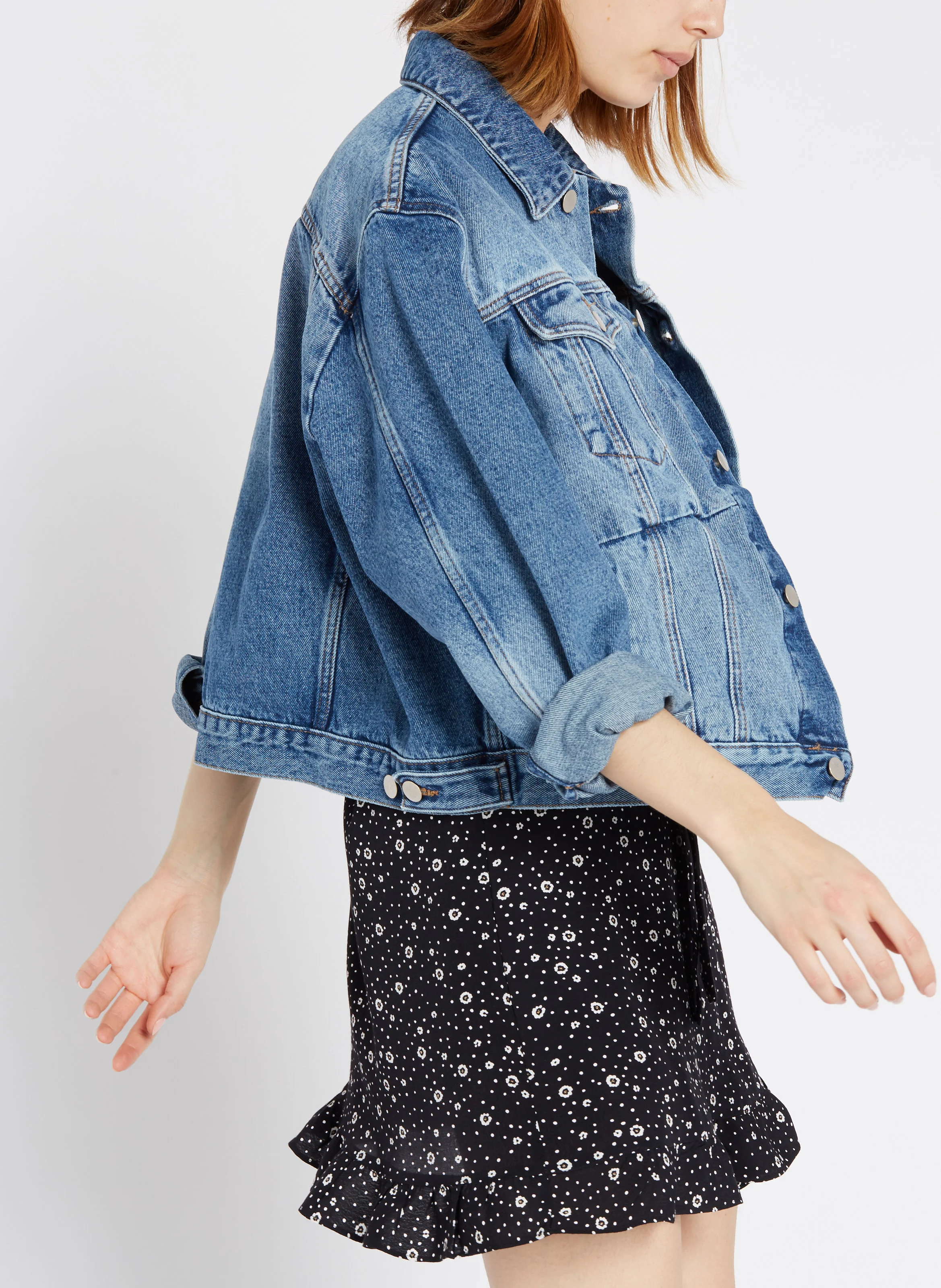 TERENCE - Veste ample col classique en jean | Bleu