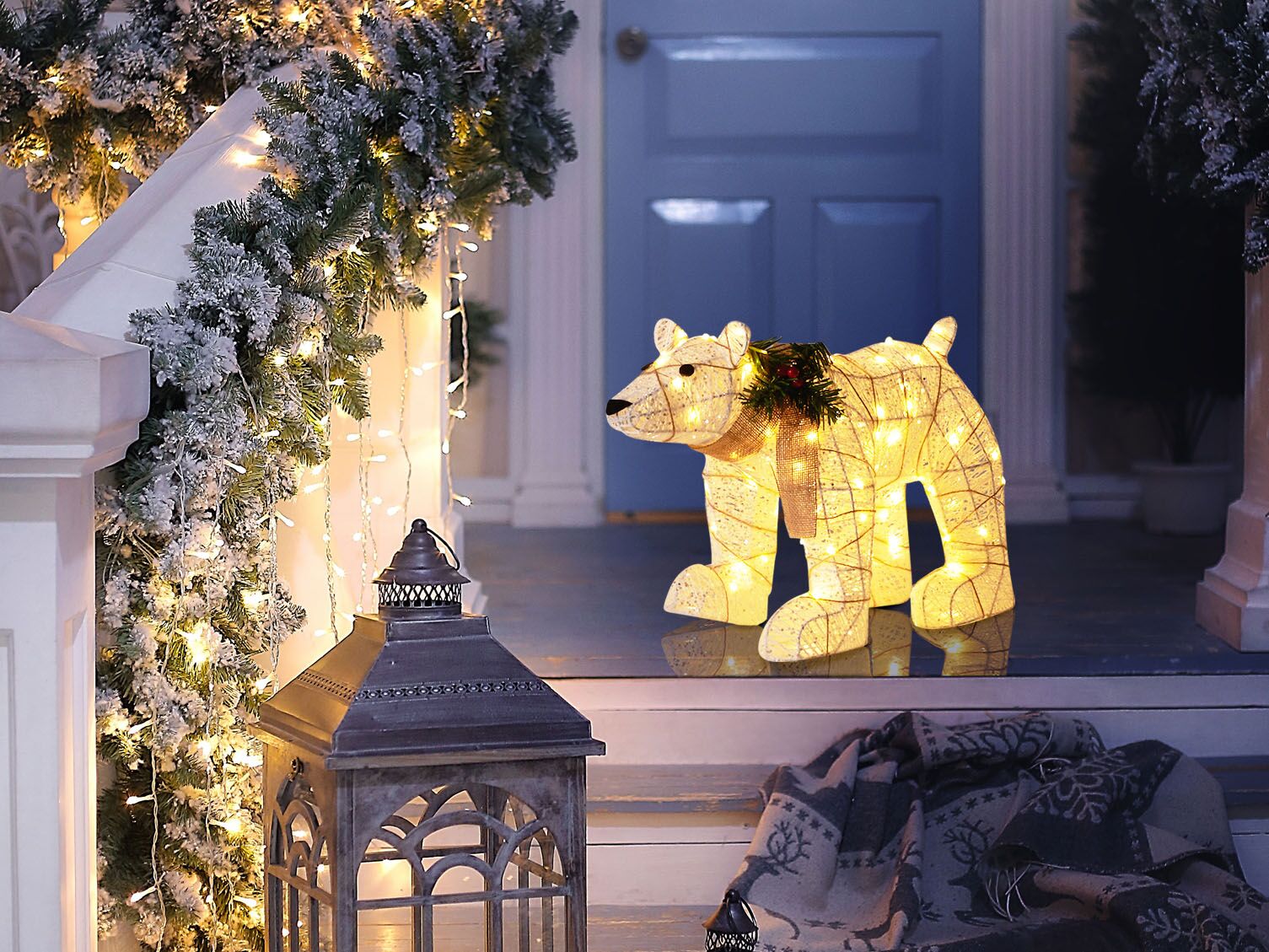 Buitendecoratie LED SIVULA Beer 34 cm Wit