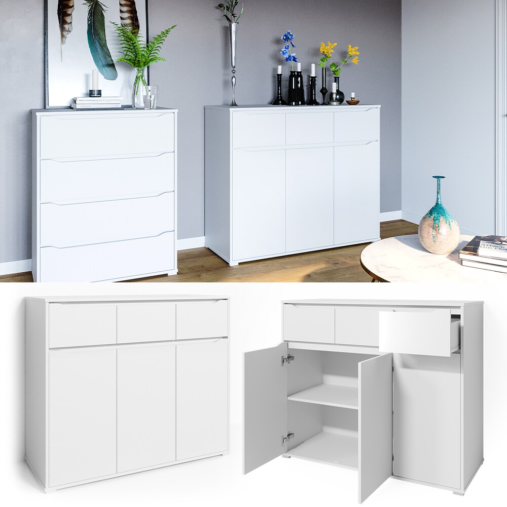 VICCO Kommode RUBEN Weiß Schubladen 120 cm Sideboard Mehrzweckschrank Schrank