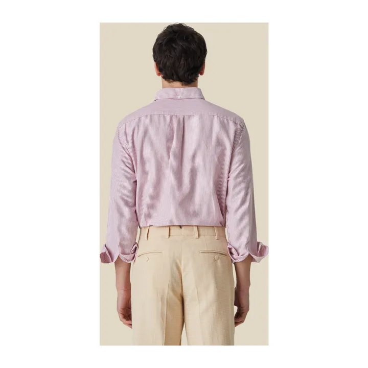 Portuguese Flannel Chemise Rayée Oxford Belavista  | Rouge