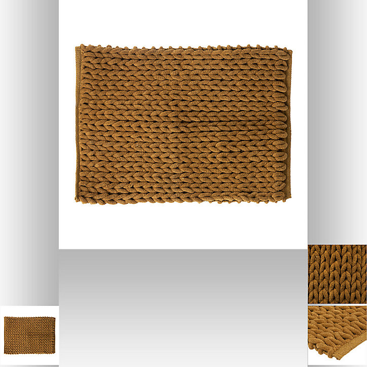 Tapis de bain épais effet grosse maille 50x75 cm coloris tabac, 5Five