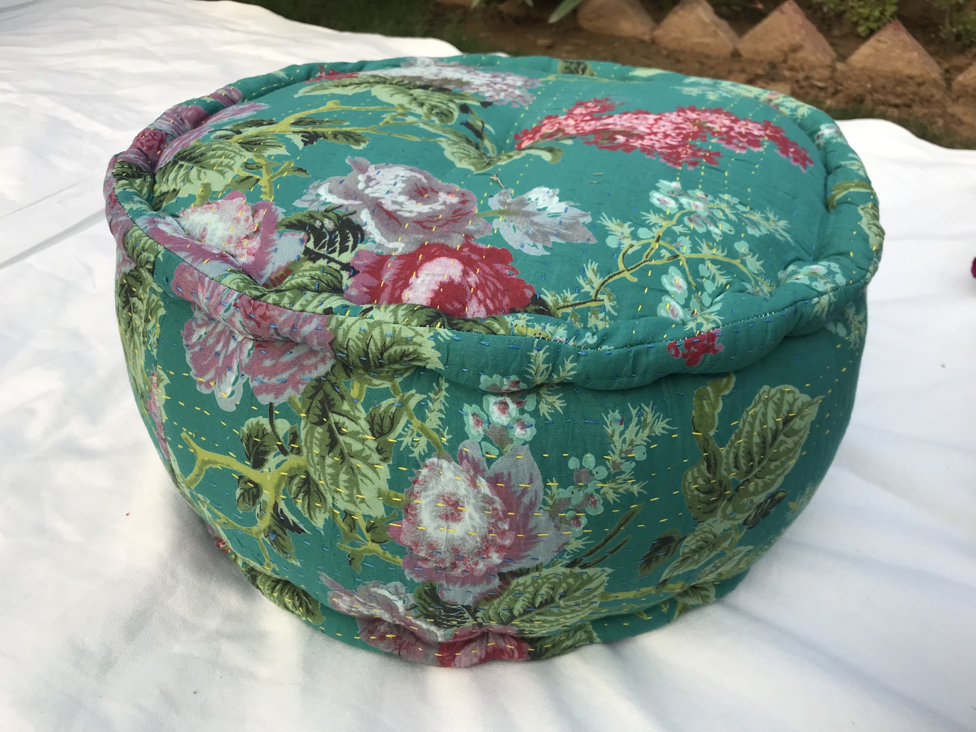 Runder Pouf, grün, Ø 40 cm, H 20 cm von fischer's lagerhaus
