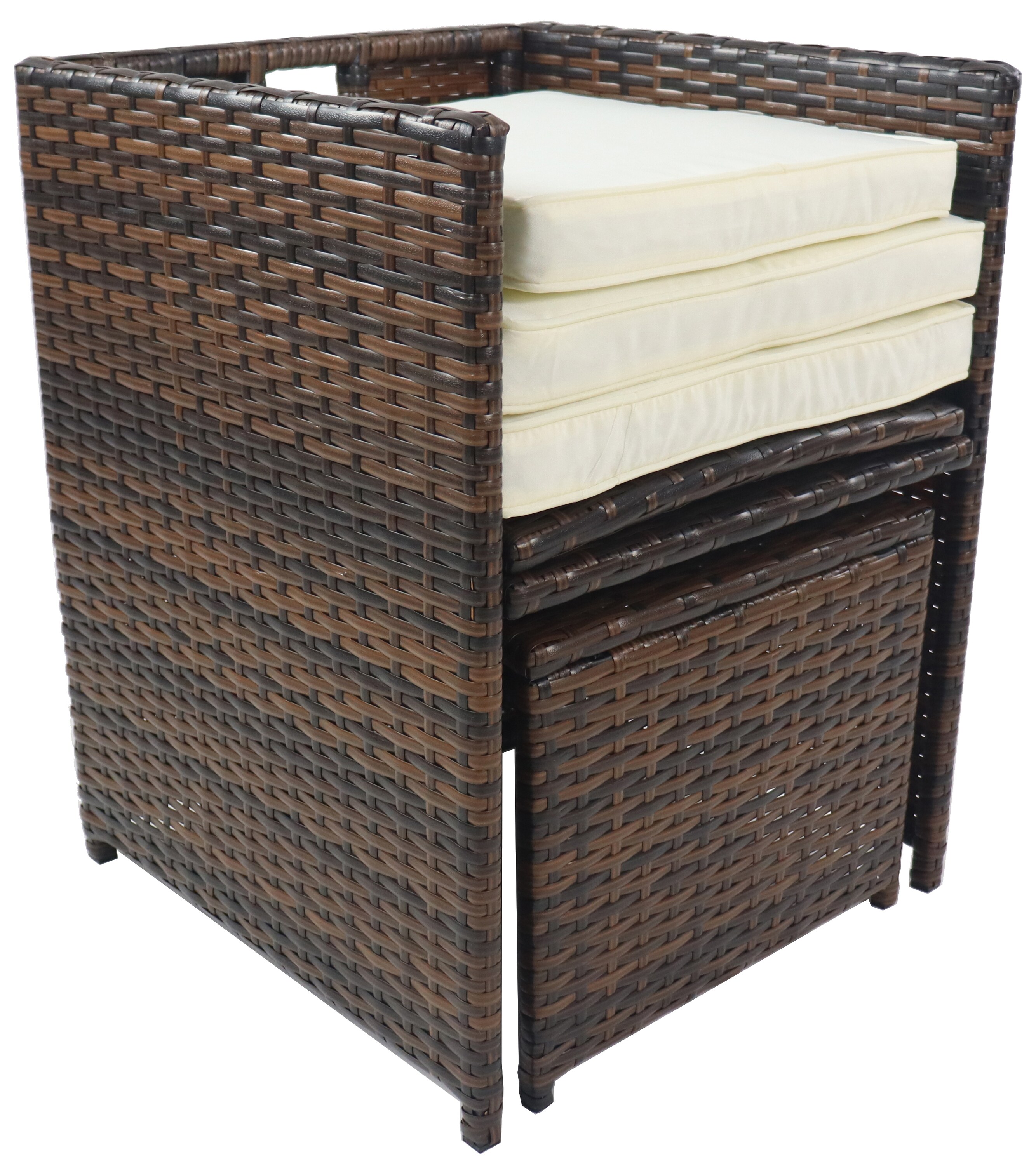 VCM 9-tlg Gartenmöbel Sitzgruppe Gartenmöbel Glas Tisch Stühle Rattan Raloso