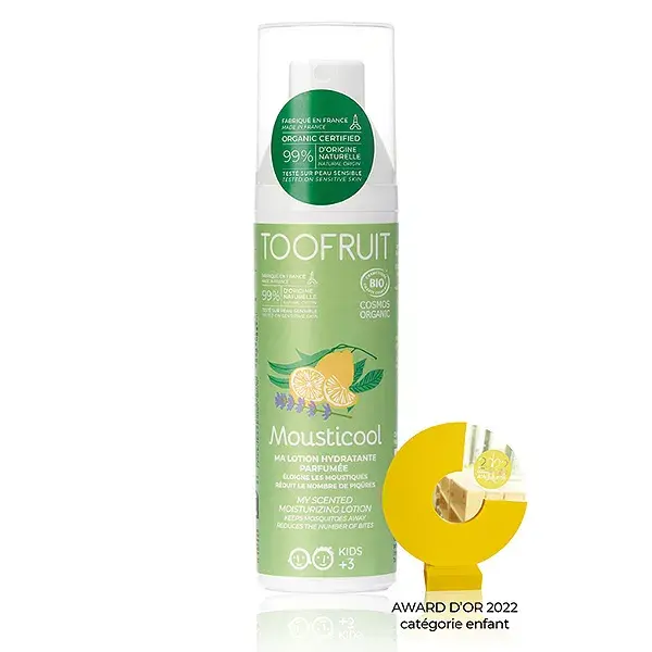 Loção Hidratante Corporal Infantil Toofruit Mousticool com Repelente de Mosquitos de Capim-Limão Orgânico 100ml