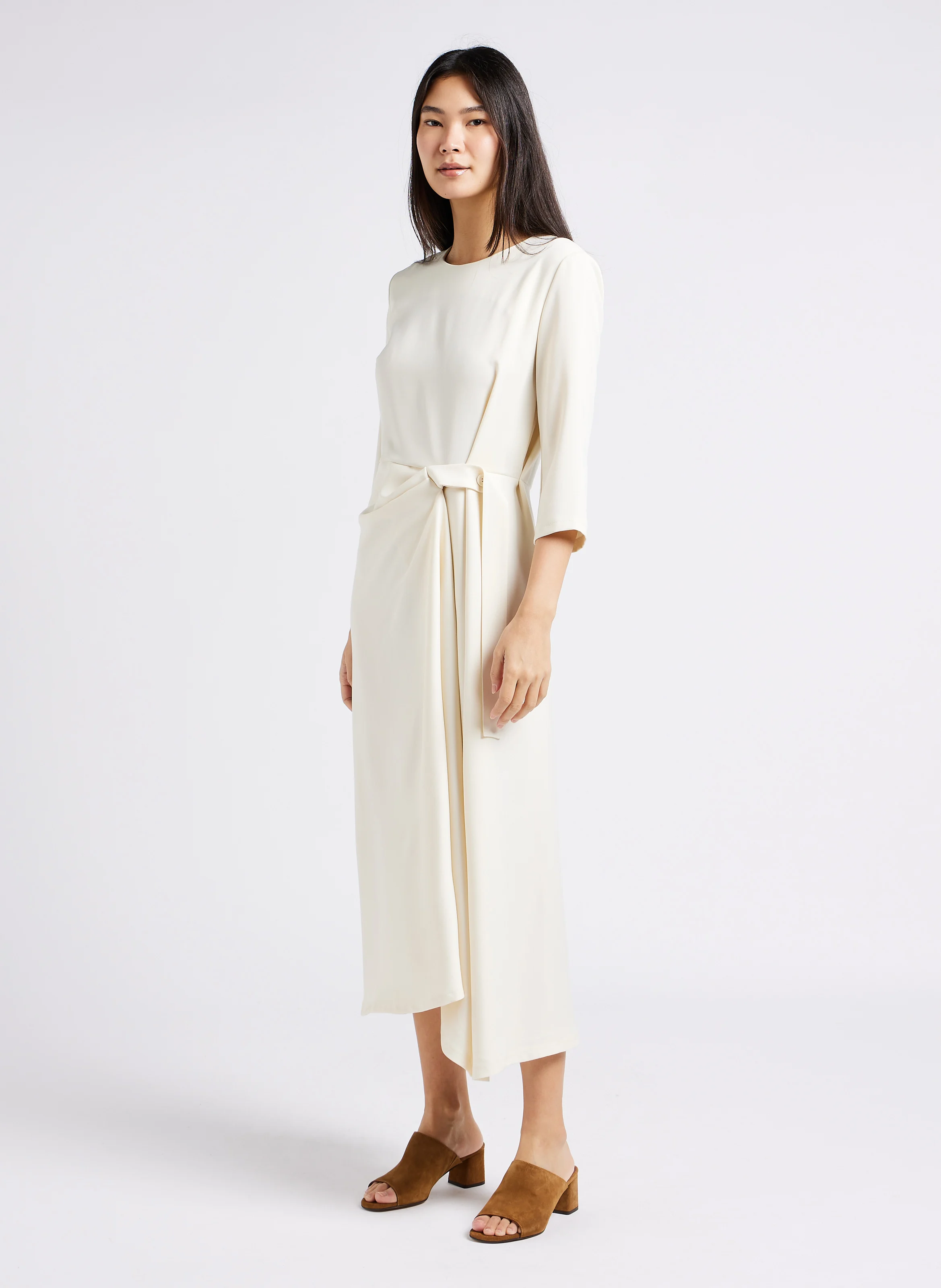 HORIZON 55 - Mules talons mi-hauts en cuir velours | Marron