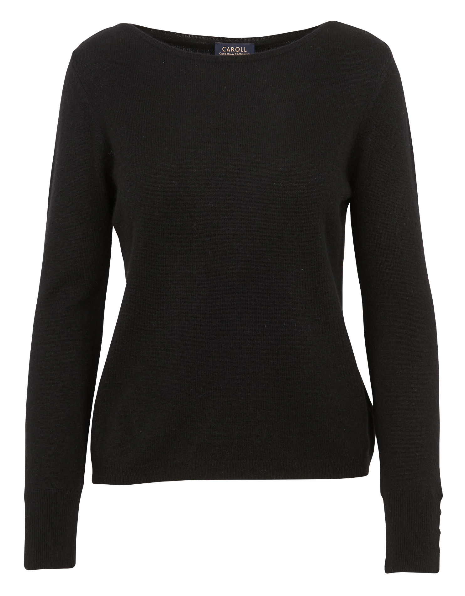 MZOAN - Pull droit col bateau en cachemire | Noir