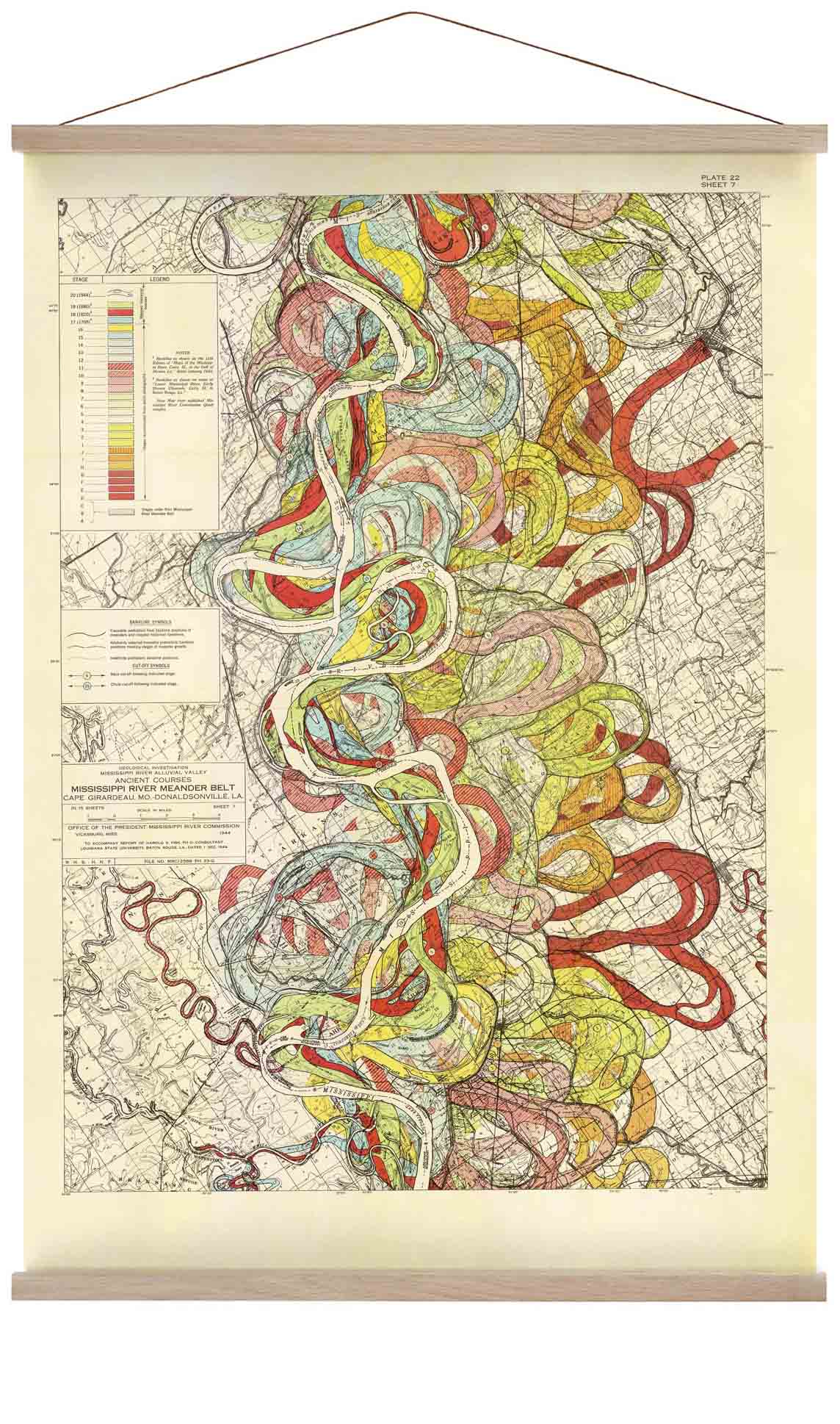 Der mäandernde Mississippi von Harold Fisk; Tafel 22, Blatt 7
