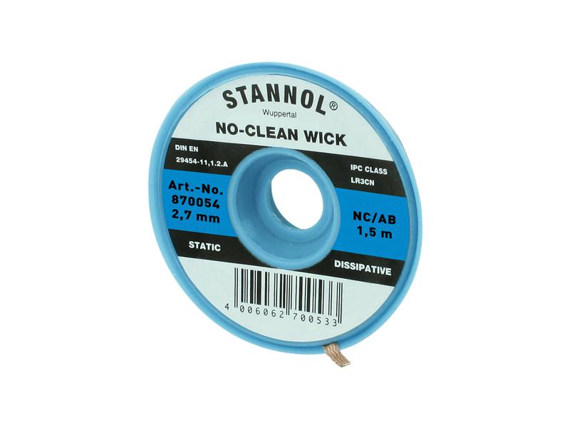 Stannol Entlötlitze NC-BB Entlötlitze 2.7 mm x 1.5m halogen Hochwirksame Entlötlitze aus Kupfergeflecht