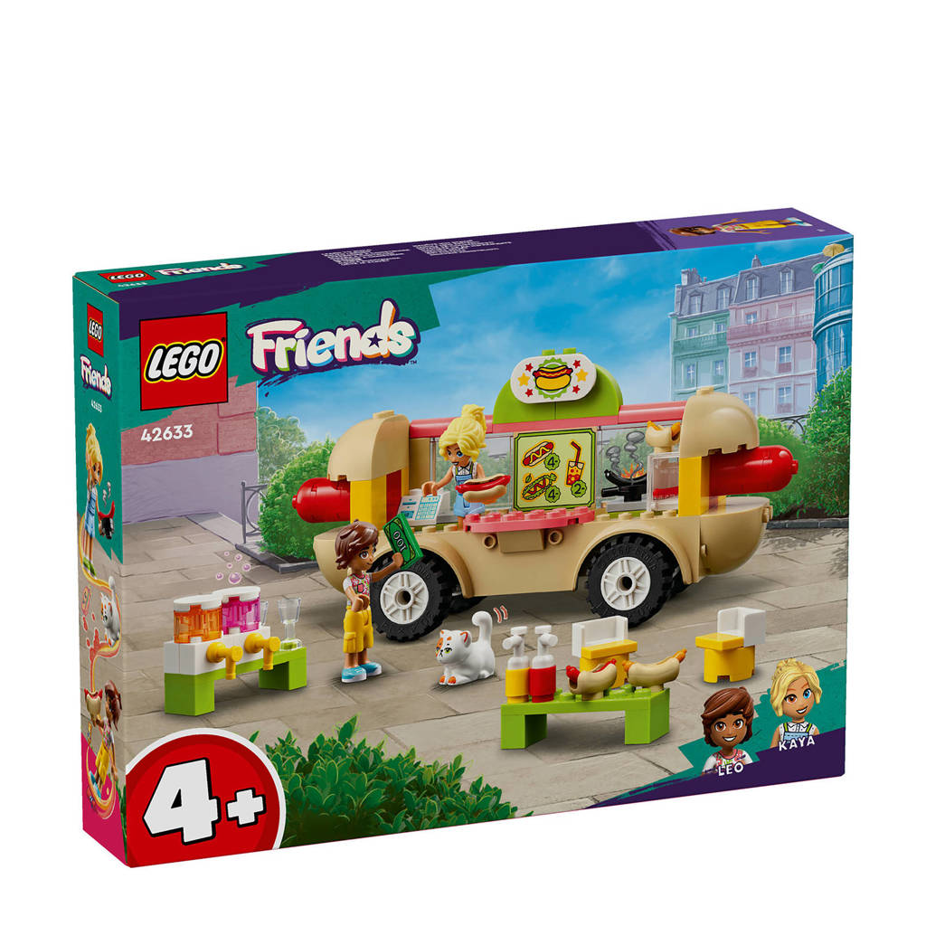 Goed om het fantasiespel te stimulerenHotdogfoodtruck Speelgoed Voertuig Set met Mini Poppetjes en Kat 42633