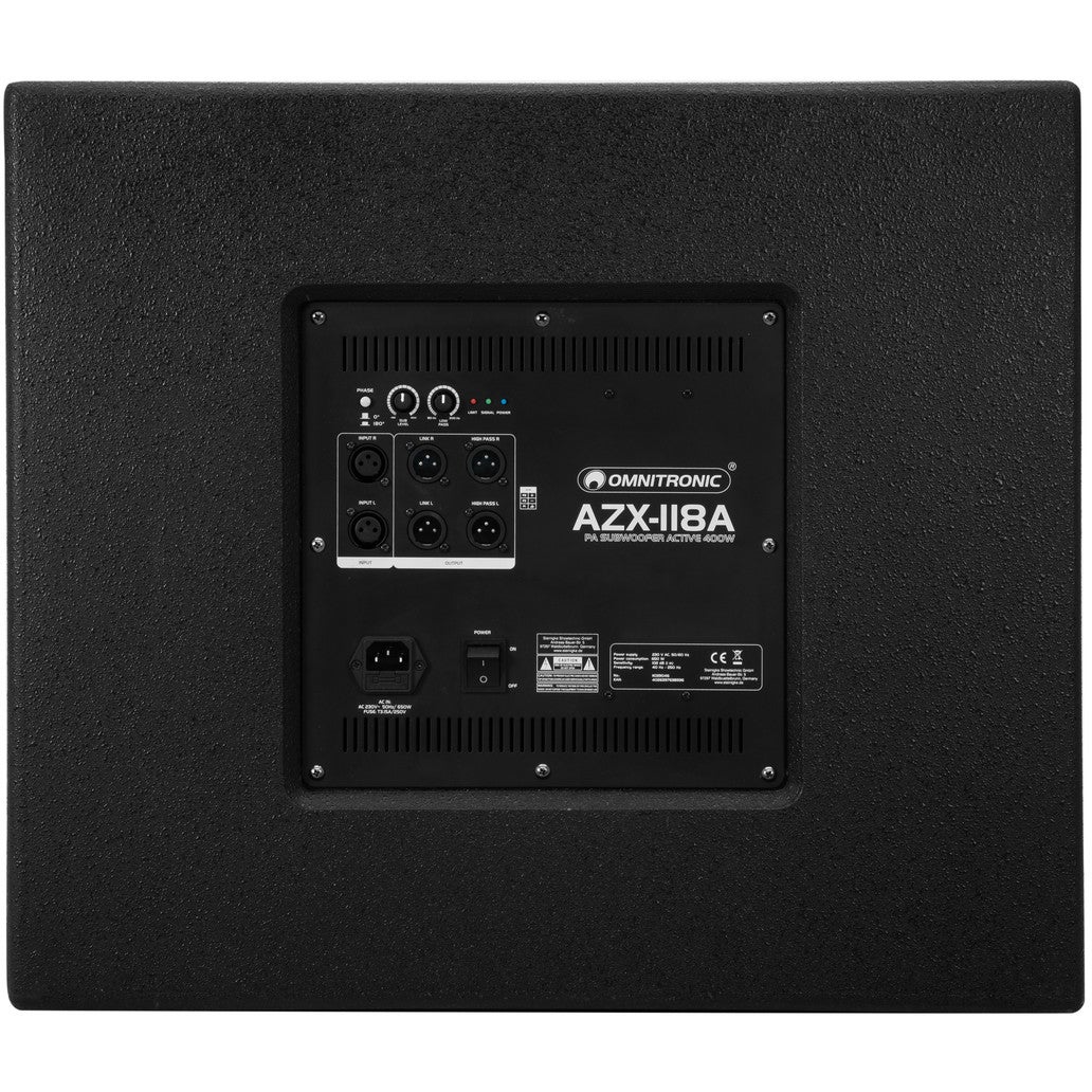Omnitronic AZX-118A actieve 18 inch subwoofer 400 Watt
