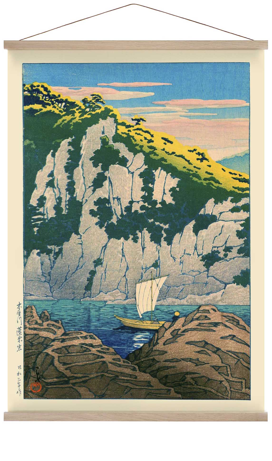Felsen am Kiso-Fluss von Hasui