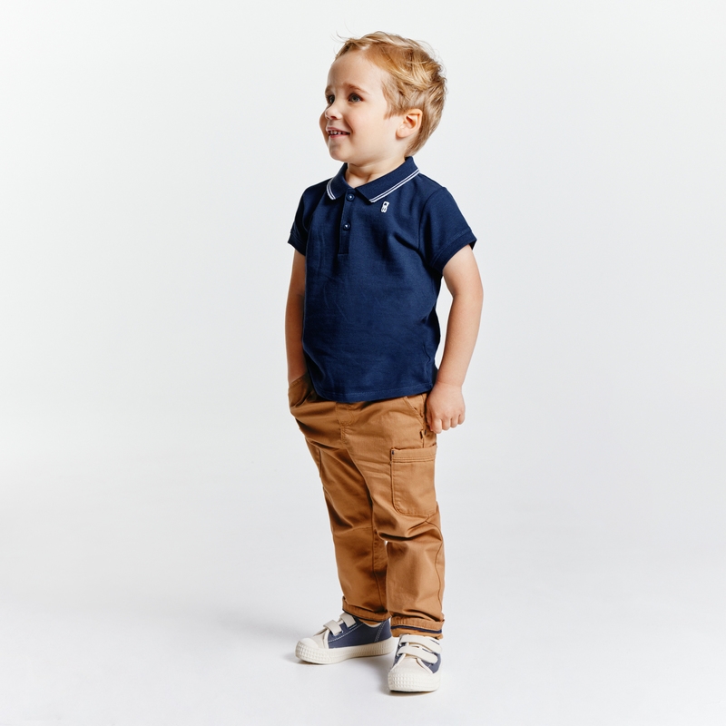 Polo maille piquée uni bleu bébé garçon