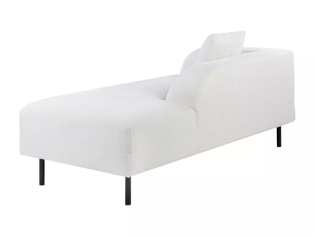 Chaise longue côté droite en tissu bouclé blanc LE CRAU