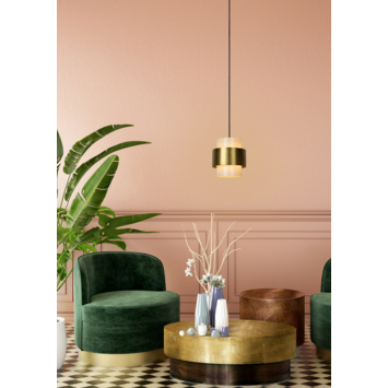 Lucide hanglamp Firmin mat goud/messing Ø20 cm