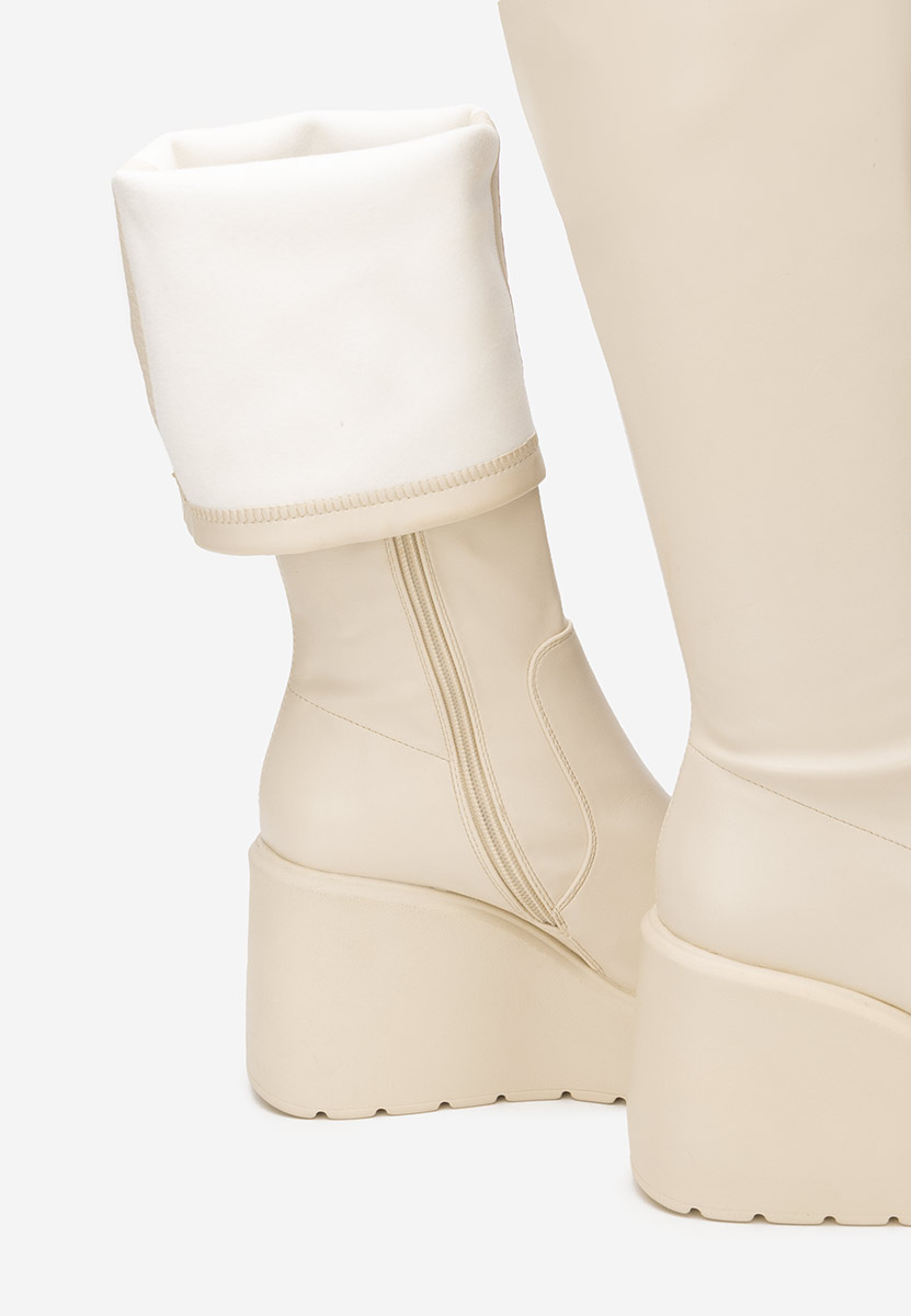 Bottes compensée femme beige Rozalin