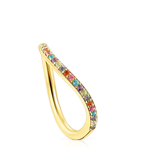 Anel TOUS Vibrant Colors com banho de ouro 18k sobre prata e pedras preciosas.