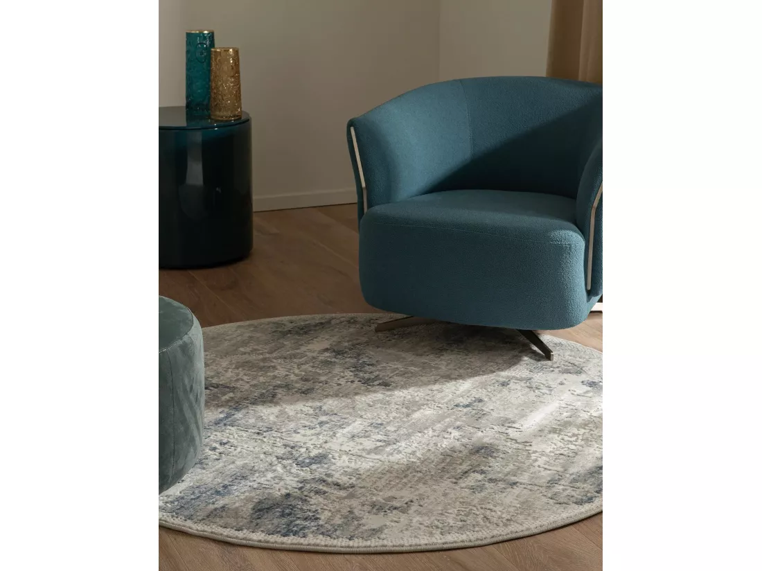 Tapis 240x240 Bleu Davos Excellence