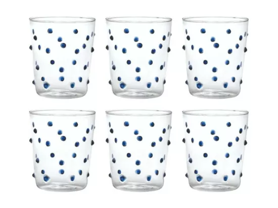 Zafferano Party Tumbler Verre Bleu 45 Cl Set de 6 Pièces en Verre