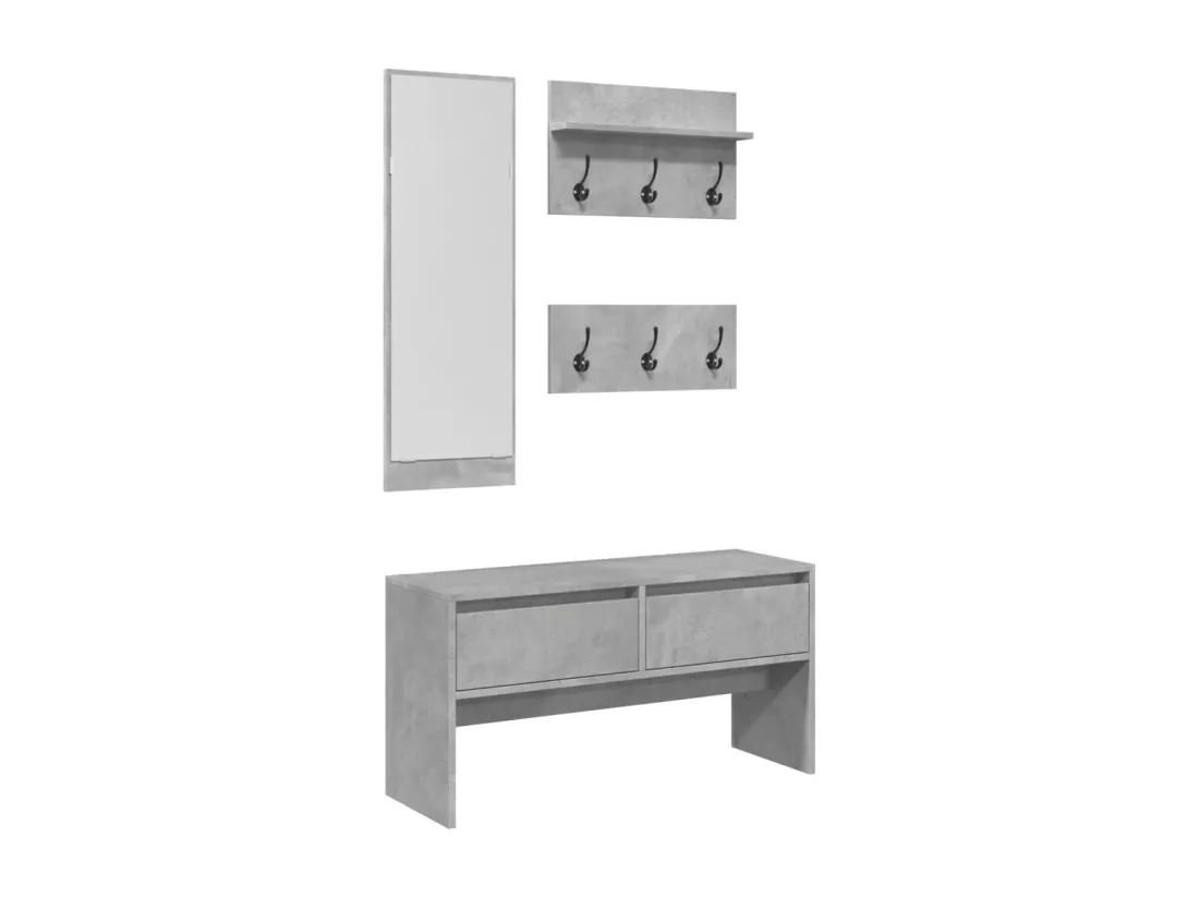 Ensemble de meubles de couloir 4 pcs gris béton bois ingénierie