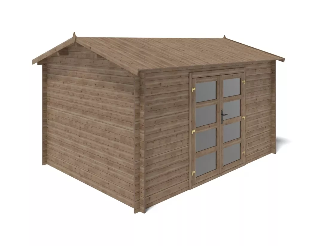 Abri de jardin en bois - 12m2 - 4x3m - Traité - Ep. 28mm - Couleur: marron - DOM677 - ALTANKA