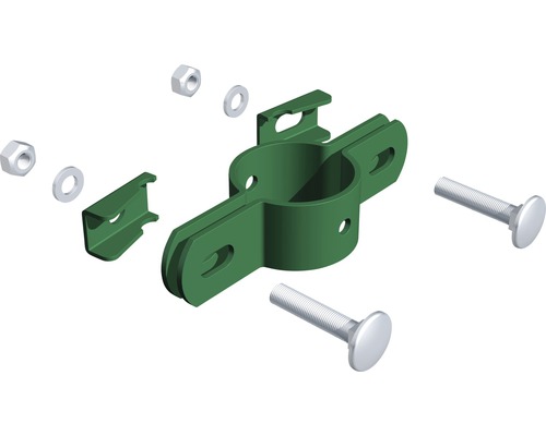 Dubbele klem, verzinkt, groen, voor 34mm palen