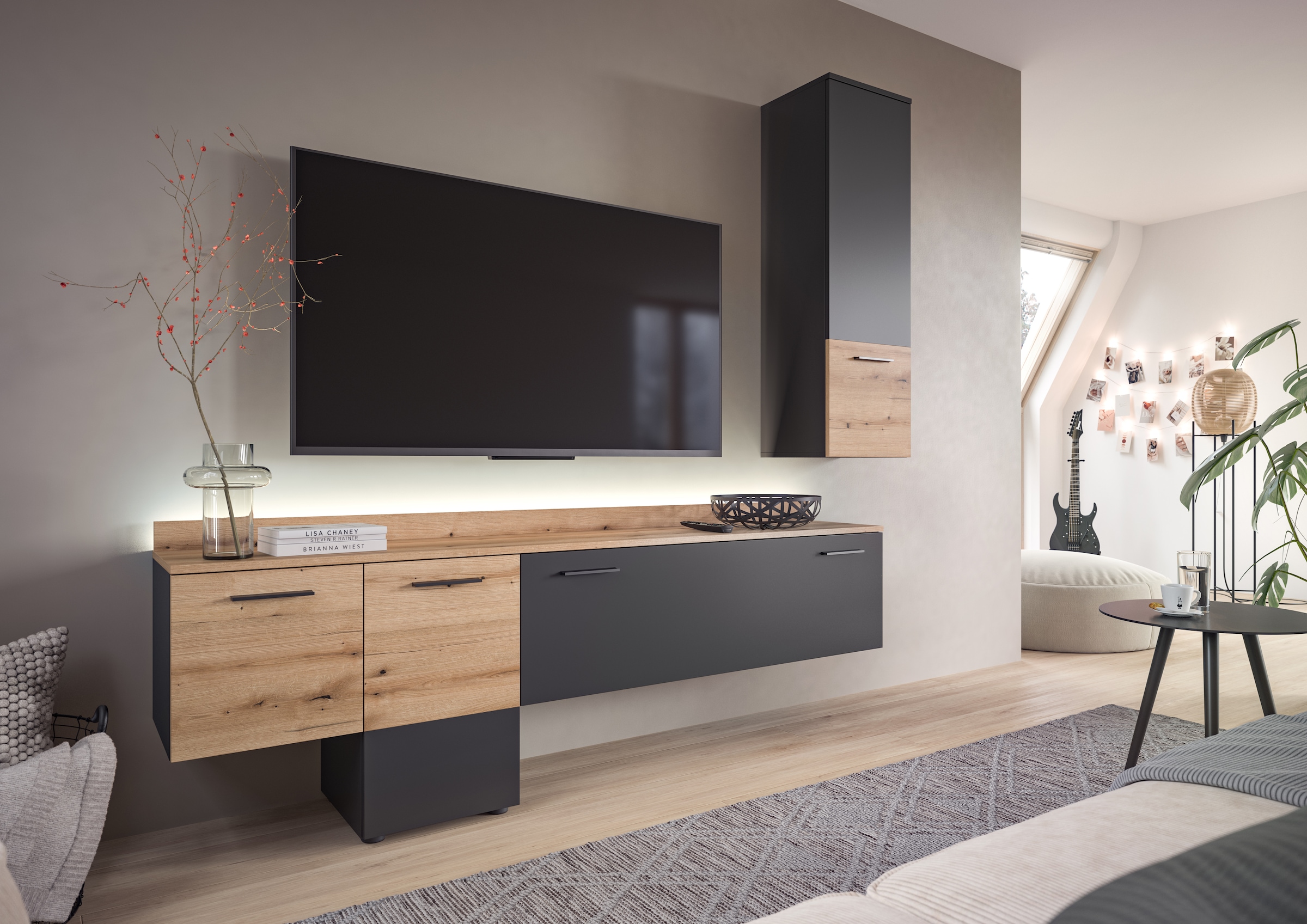 INOSIGN Wohnwand »Laport, Breite 195cm, inkl. 1 Lowboard mit indirekter Beleuchtung &« 2 Stk. tlg.