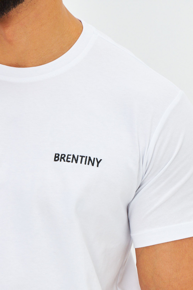 T-shirt basique logo Brentiny brodé blanc
