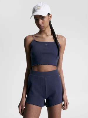 Top cropped canelado Pointelle