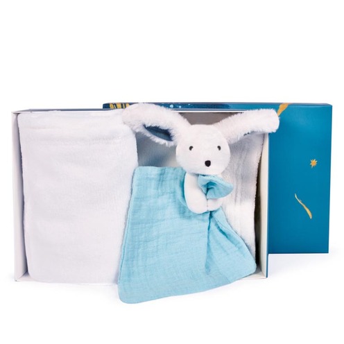 Plaid et Doudou Happy POP (Plaid blanc) - DOUDOU ET COMPAGNIE
