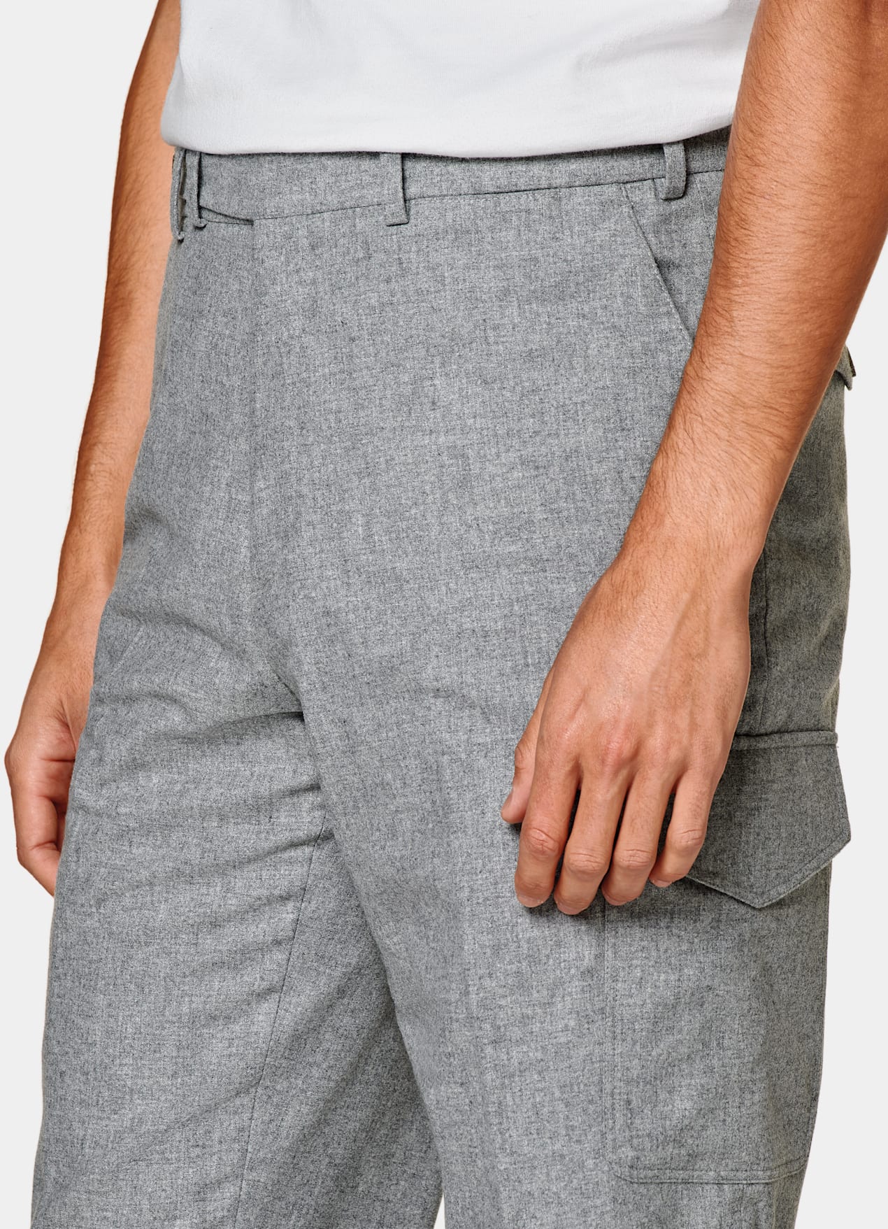 Pantalon Wide Leg Tapered gris clair