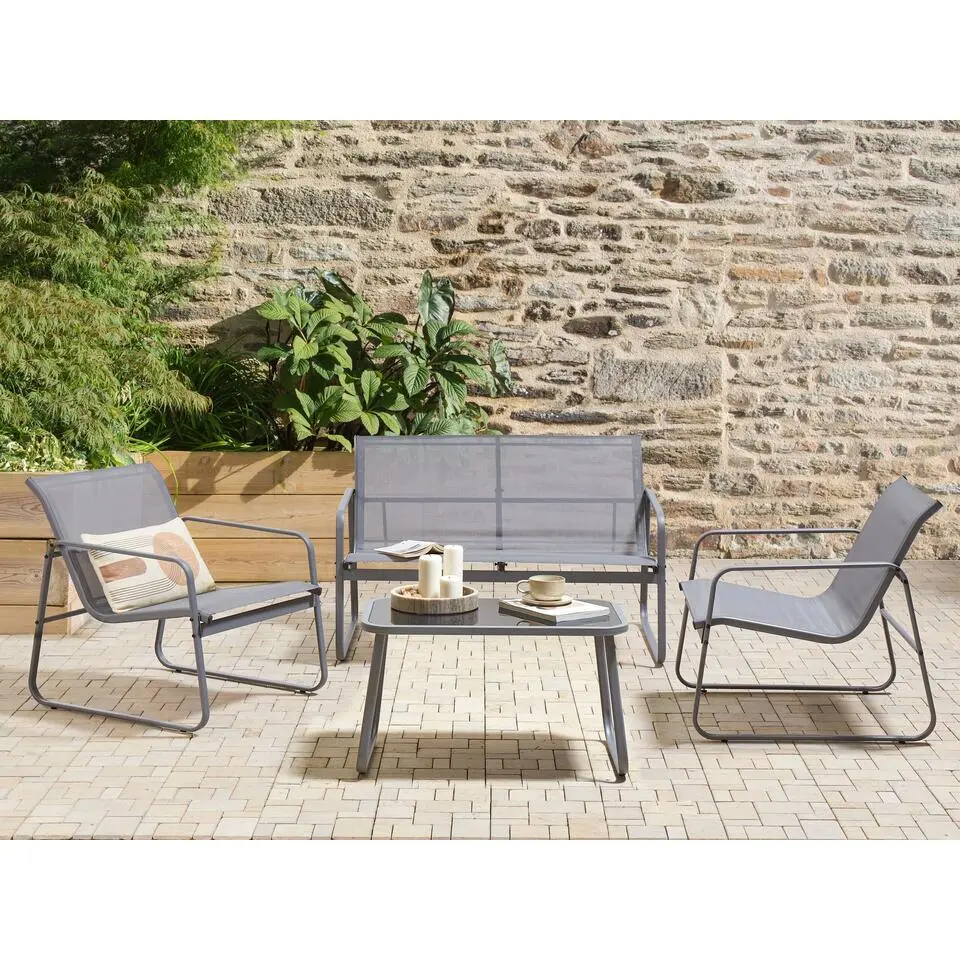BARREA - Loungeset 4-zits - Grijs - Metaal